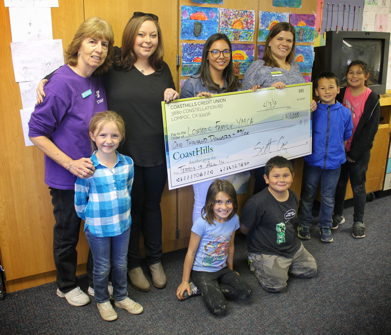 CoastHills Credit Union donates $1,000 to Lompoc Family YMCA’s child care programs